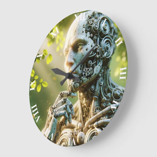 Fantasy Cute Robot Face Sculpture Große Wanduhr (Winkel)