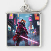 Fantasy Cute Samurai Red Panda Schlüsselanhänger (Vorne)