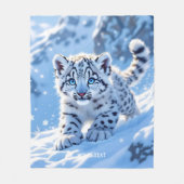 Fantasy Cute Snow Baby Leopard Fleecedecke (Vorderseite)