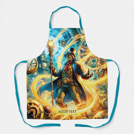 Fantasy Cute Steampunk Time Wizard Schürze (Vorderseite)