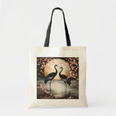Fantasy Cute Two Black Cranes Tragetasche (Vorne)