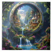 Fantasy Cute Village Tiny City . Perfect As A Bir Fliese (Vorderseite)