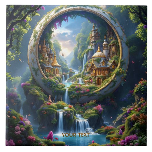 Fantasy Cute Village Tiny City . Perfect As A Bir Fliese (Vorderseite)