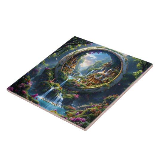 Fantasy Cute Village Tiny City . Perfect As A Bir Fliese (Seite)