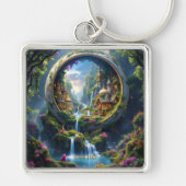 Fantasy Cute Village Tiny City  . Perfect As A Bir Schlüsselanhänger (Vorne)