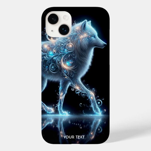 Fantasy Cute Wolf Blue Reflection Case-Mate iPhone Hülle (Rückseite)