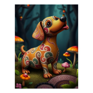 Fantasy Dackel Welpe Art Poster