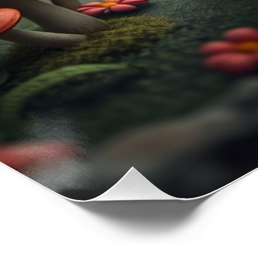 Fantasy Dackel Welpe Art Poster (Ecke)