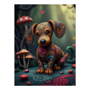 Fantasy Dackel Welpe Art Poster
