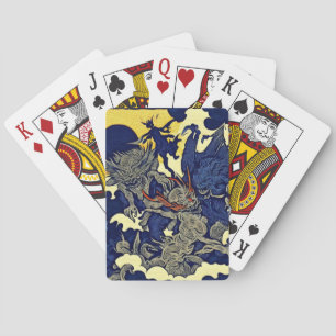 Fantasy-Dämonen - Japanischer Holzschnitt-Stil (3) Spielkarten