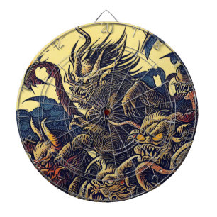 Fantasy-Dämonen - Japanischer Holzschnitt-Stil (4) Dartscheibe