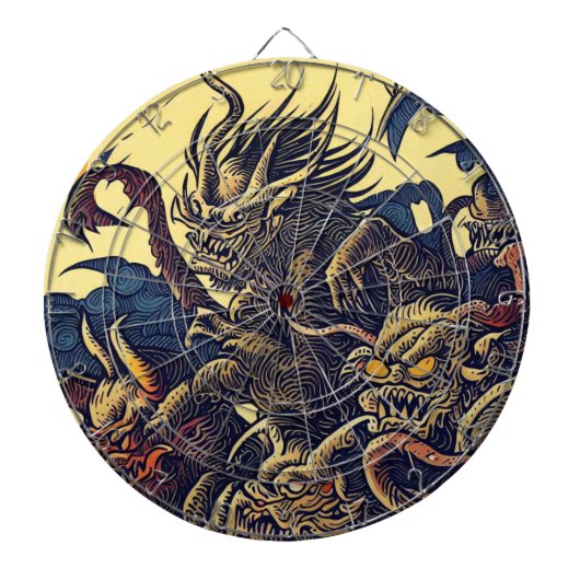 Fantasy-Dämonen - Japanischer Holzschnitt-Stil (4) Dartscheibe (vorne)