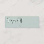 Fantasy Date Green Wash Brautparty Game Card Mini Visitenkarte (Rückseite)