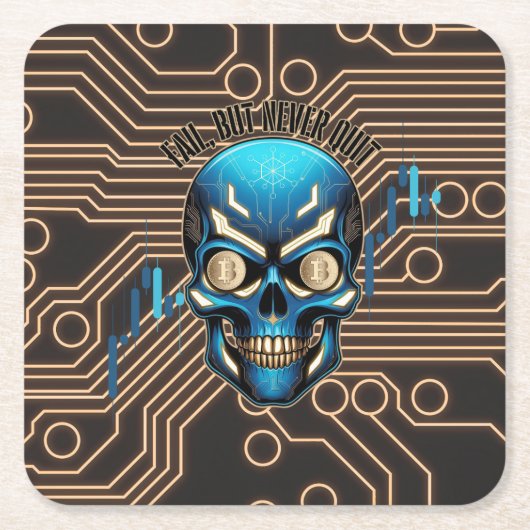 Fantasy Design | Crypto Btc | Motivation | Blue Rechteckiger Pappuntersetzer (Vorderseite)