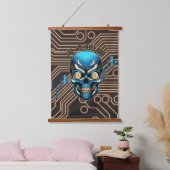 Fantasy Design | Crypto Btc | Motivation | Blue Wandteppich Mit Holzrahmen (Schlafzimmer)