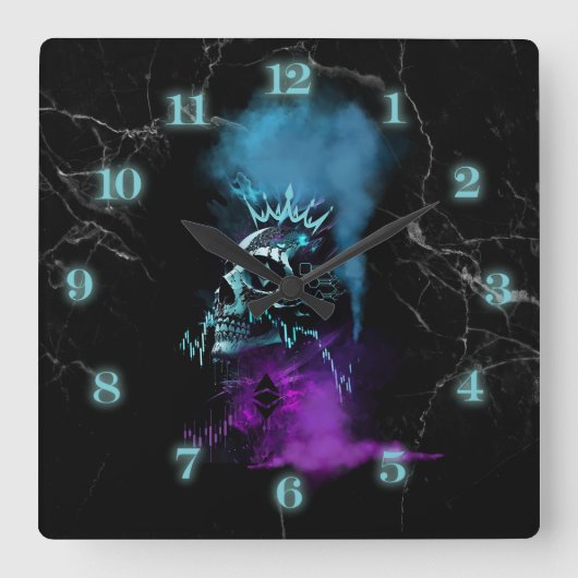 Fantasy Design | Cryptocurrency | Ethereum Marble Quadratische Wanduhr (Vorderseite)