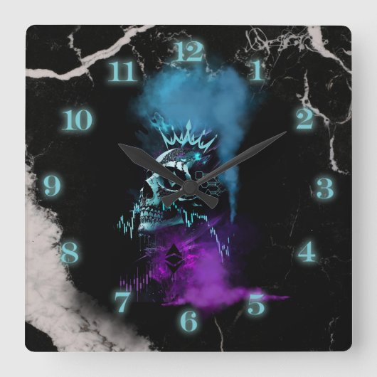 Fantasy Design | Cryptocurrency | Ethereum Marble  Quadratische Wanduhr (Vorderseite)