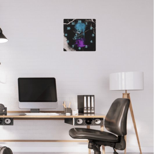 Fantasy Design | Cryptocurrency | Ethereum Marble Quadratische Wanduhr