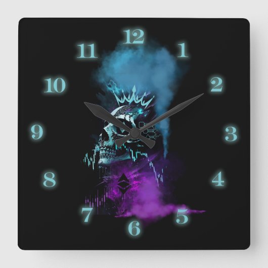 Fantasy Design | Cryptocurrency | Ethereum Quadratische Wanduhr (Vorderseite)