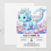 Fantasy Dino Dinosaur Digital Geburtstag Einladung (Vorne/Hinten)