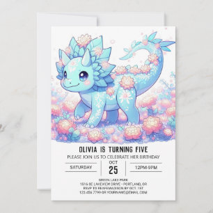 Fantasy Dino Dinosaur Digital Geburtstag Einladung