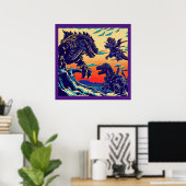 Fantasy Dinosaur Roboter Anime - Holzschnitt 1 Poster (Heimbüro)