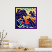 Fantasy Dinosaur Roboter Anime - Holzschnitt 1 Poster (Küche)