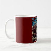 Fantasy Dinosaur Roboter Anime - Holzschnitt 2 Kaffeetasse (Links)