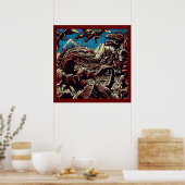 Fantasy Dinosaur Roboter Anime - Holzschnitt 2 Poster (Küche)