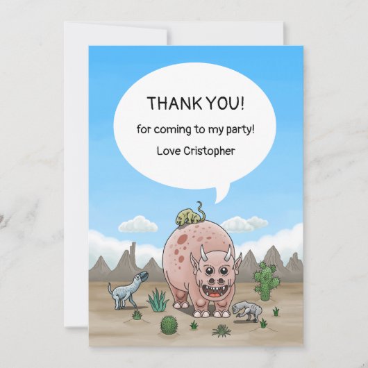 Fantasy-Dinosaurier Dankeskarte (Vorderseite)