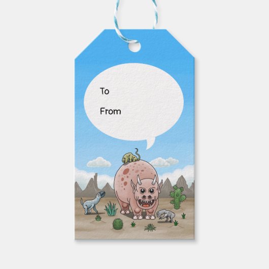 Fantasy Dinosaurier Geburtstag Geschenkanhänger (Vorderseite)