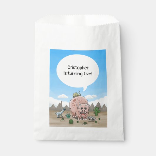 Fantasy Dinosaurier Geburtstag Geschenktütchen (Vorderseite)