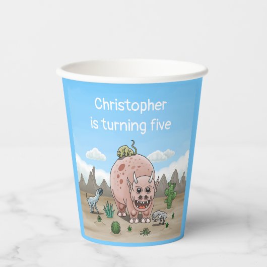 Fantasy-Dinosaurier Pappbecher (Vorderseite)