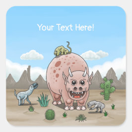 Fantasy-Dinosaurier Quadratischer Aufkleber