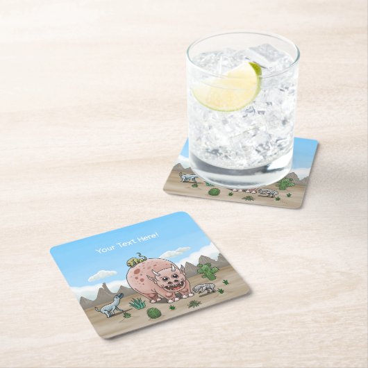 Fantasy Dinosaurier Rechteckiger Pappuntersetzer (Vor Ort)