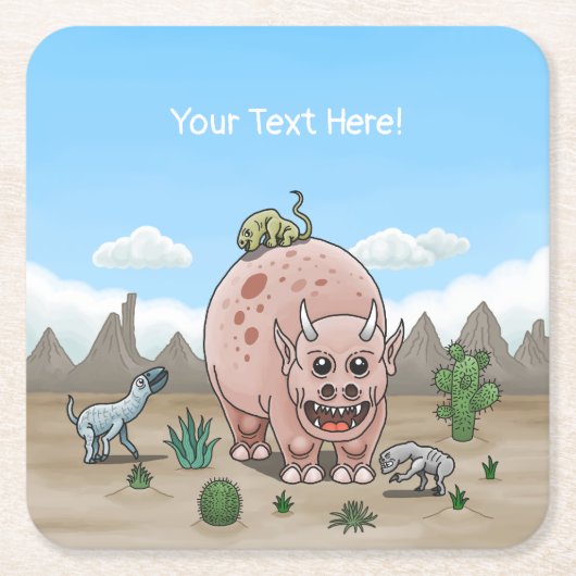 Fantasy Dinosaurier Rechteckiger Pappuntersetzer (Vorderseite)