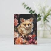 Fantasy Dog Mouse in den Blume Postkarte (Stehend Vorderseite)