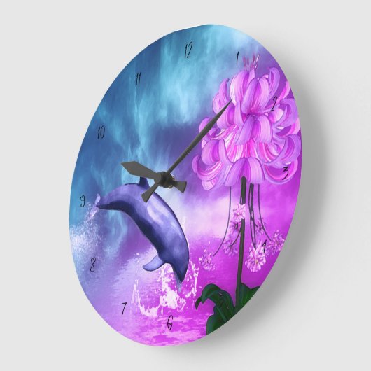 Fantasy Dolphin Große Wanduhr (Winkel)