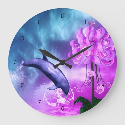 Fantasy Dolphin Große Wanduhr (Vorderseite)