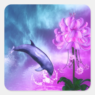 Fantasy Dolphin Quadratischer Aufkleber