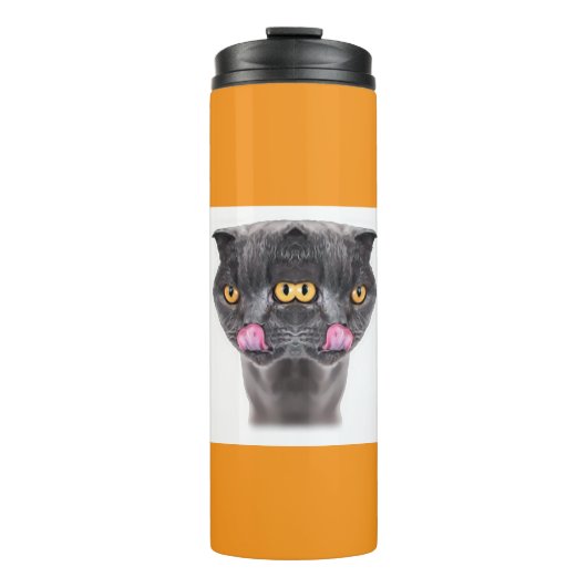 Fantasy Double Headed Mutant Black Cat Thermosbecher (Vorderseite)