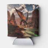 Fantasy-Drache in den Bergen Dosenkühler (Rückseite)