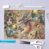 Fantasy-Drache Mixed-Media-Collage-Decoupage Seidenpapier (Handwerk)