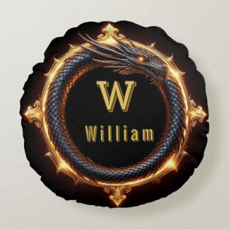 ✨ Fantasy-Drache-Ring mit individuellem Namen Rundes Kissen
