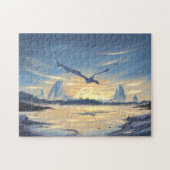 Fantasy-Drache über dem Meer Puzzle (Horizontal)