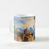 Fantasy-Drache über dem Schloss Kaffeetasse (Vorderseite Links)
