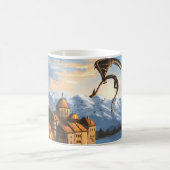 Fantasy-Drache über dem Schloss Kaffeetasse (Mittel)