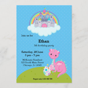 Fantasy-Drachen-Kinderparty Einladung