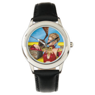 Fantasy-Drachenprinzessin Digitale Kunst Armbanduhr