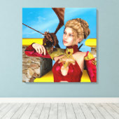 Fantasy-Drachenprinzessin Digitale Kunst Leinwanddruck (Insitu (Holzboden))